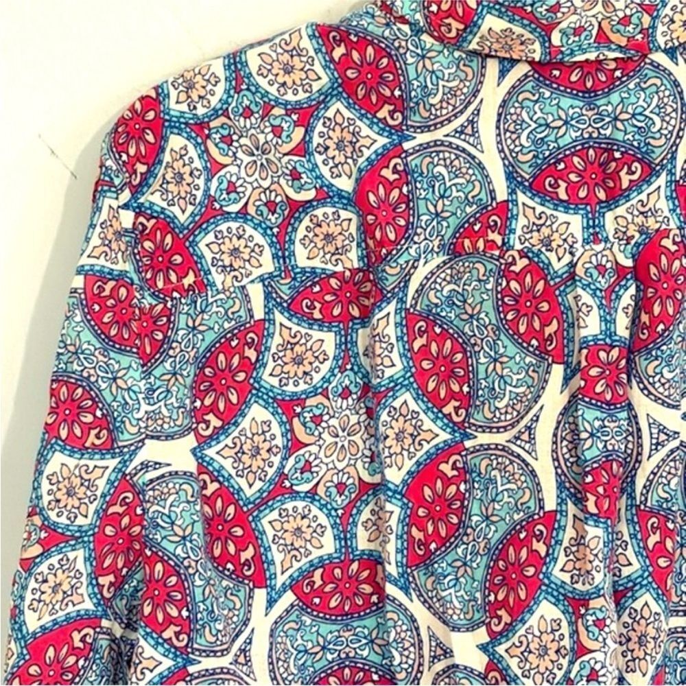 Talbots Garden Medallion Women’s Pink Blue Button Down Dress Shirt XLp Petite - Picture 12 of 16